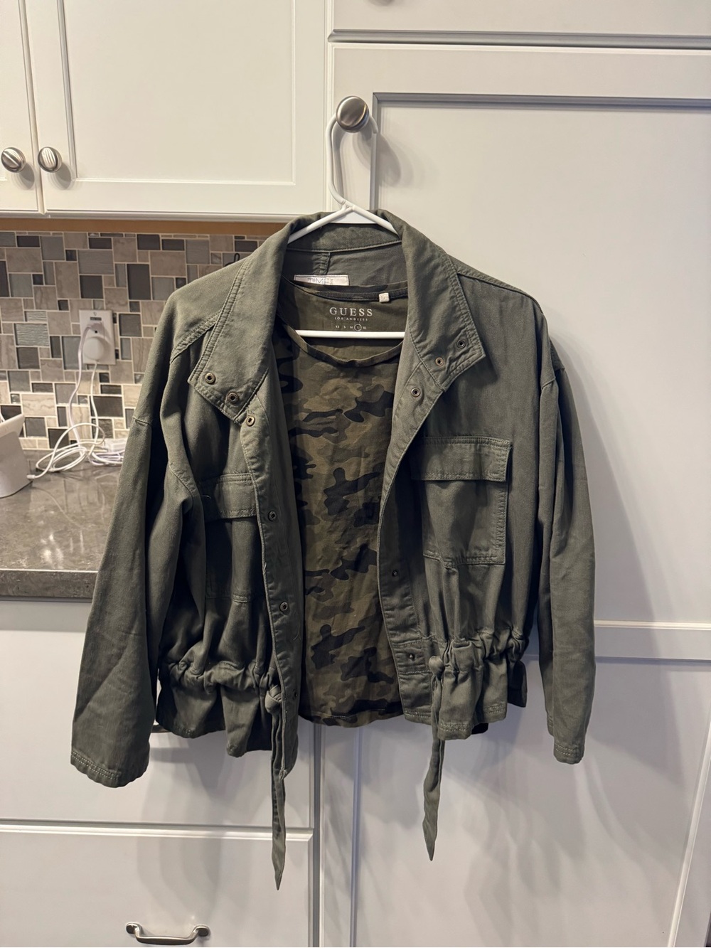 AND Olive Green Utility Jacket with Drawstring Waist